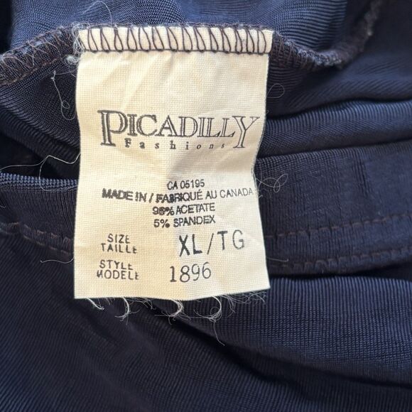 PICADILLY Y2K Maxi Skirt Blue Stretch Acetate Side Slit Elastic Waist - Picture 8 of 9